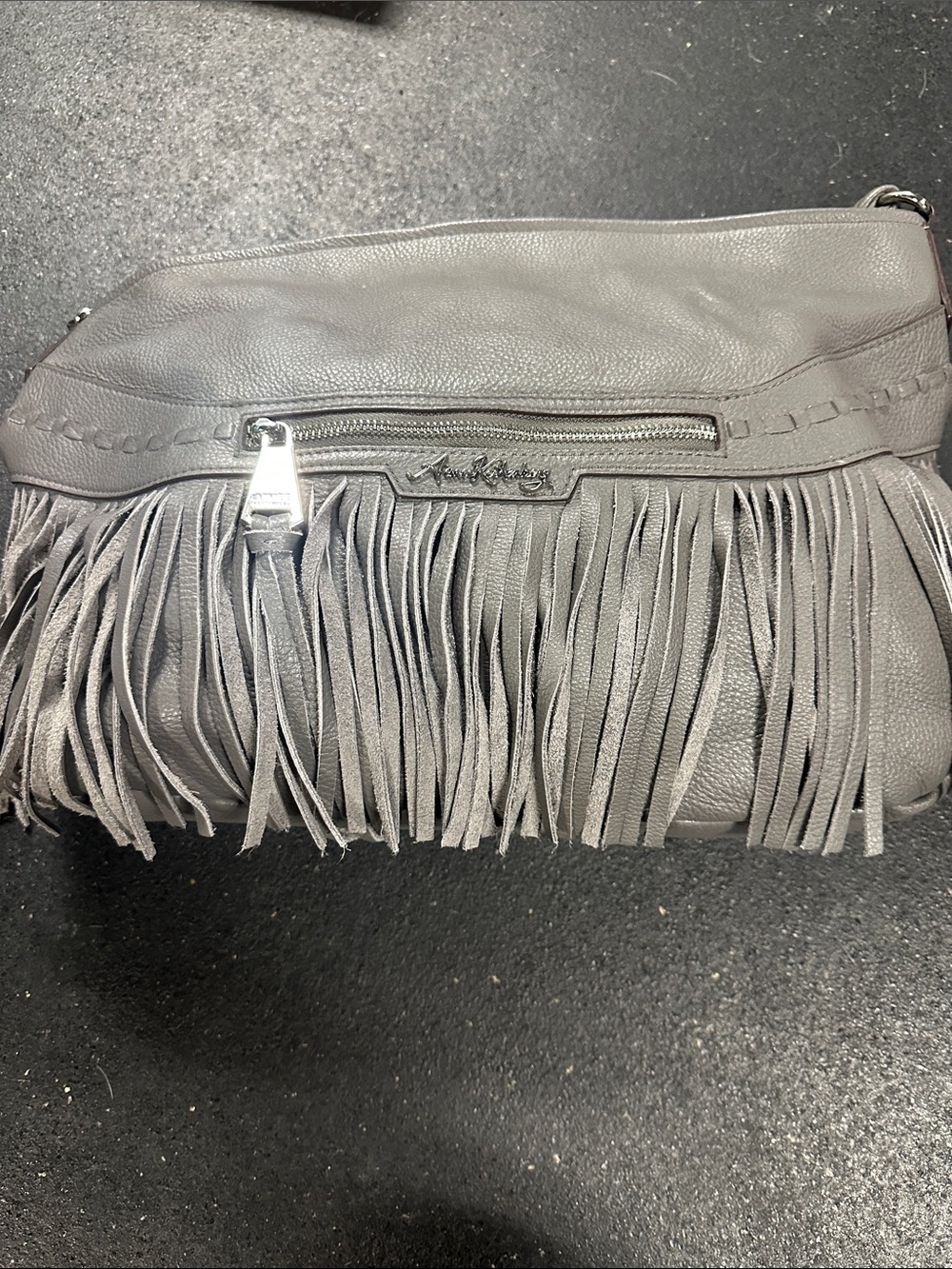 Aimee Kestenberg Gray Fringe Leather Crossbody